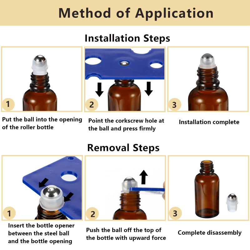 HEYLEAYAR 50ML Roller Bottles for Essential Oil  3 Pack Empty Amber Glass Roller Bottles for Perfume Oil  Roll on Bottles with Stainless Steel Roller Balls  Opener  Funnel and Dropper - Image 4